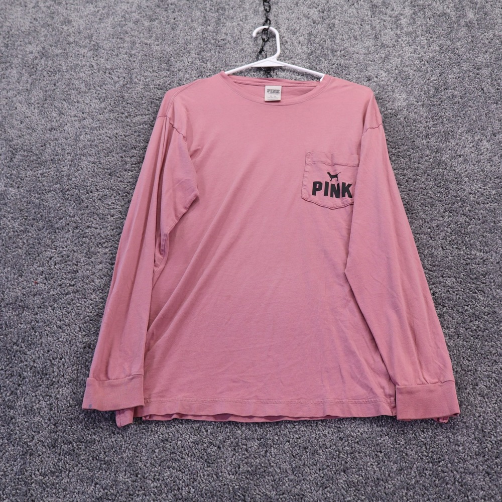 PINK Victoria Secret T Shirt Womens Extra Small Pink Long Sleeve Pocket